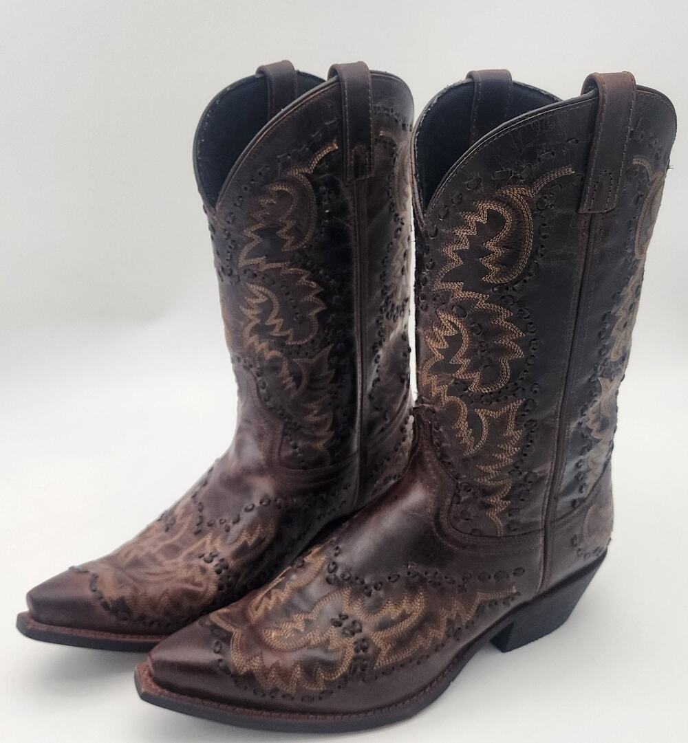 Laredo 68419 Brown Leather Whipstitch Western Cowboy Boots Men's Size 11 D